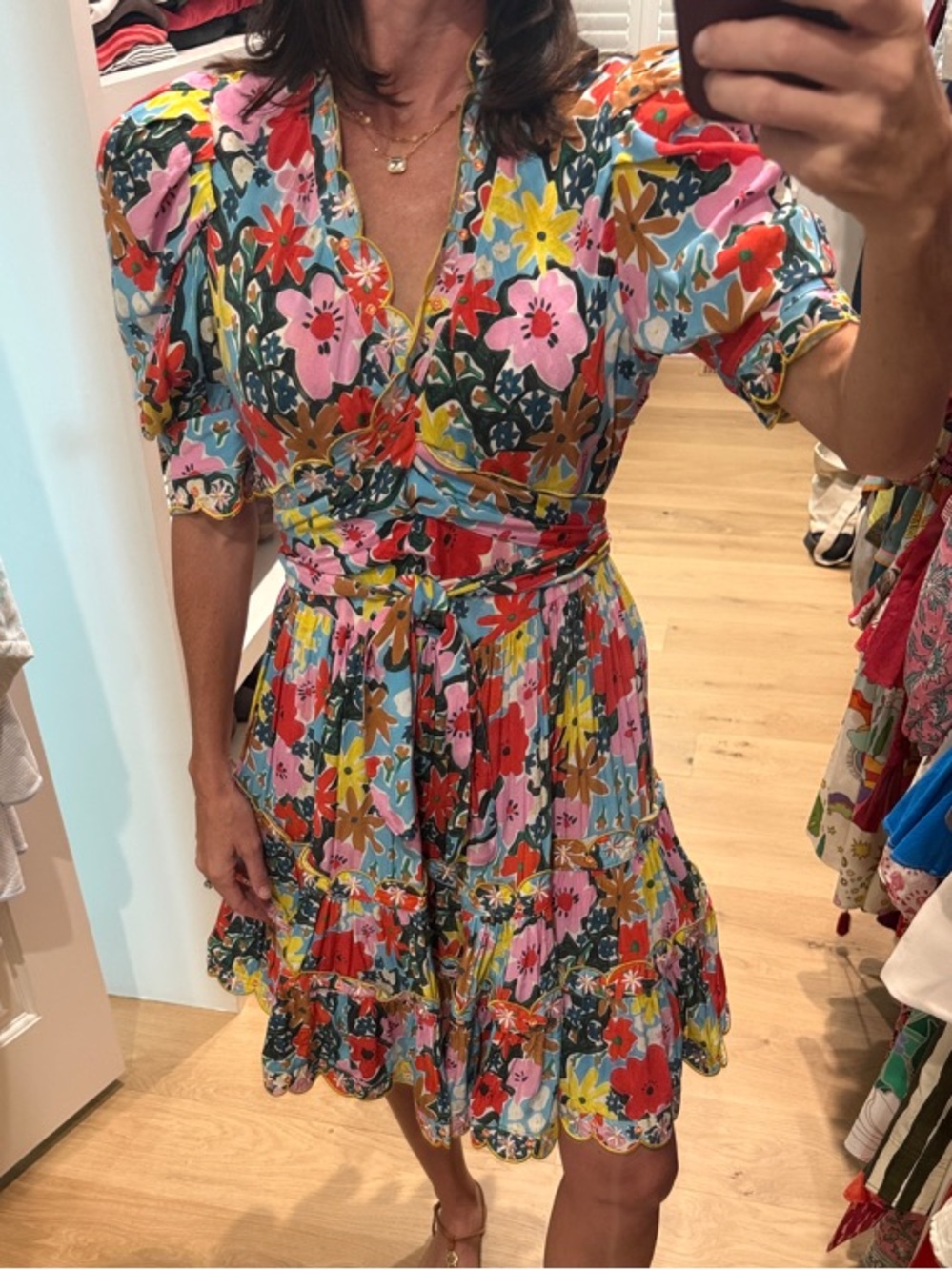 CeliaB Multicolor Floral Mini Dress with Pink, Red, Yellow & Blue